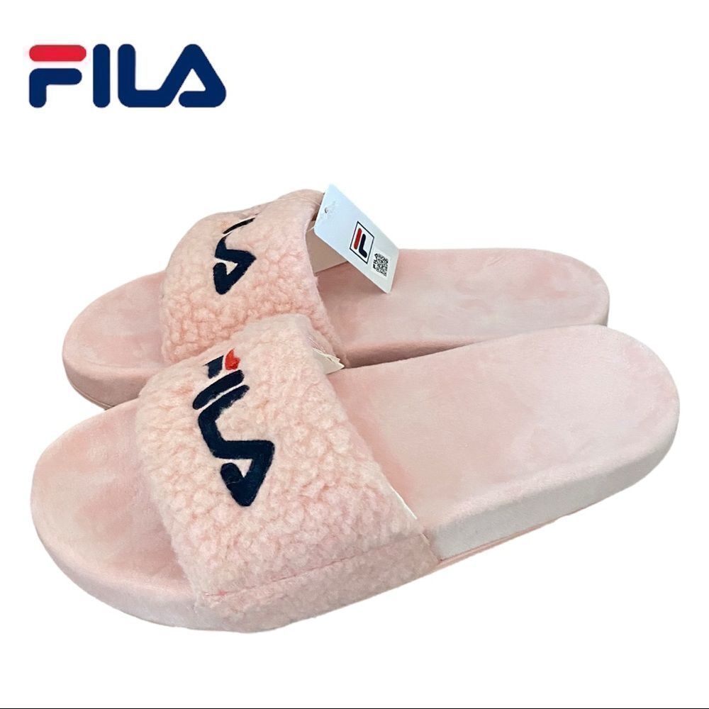 NEW Fila Pink Fuzzy Sport Slide Sandals 9 10